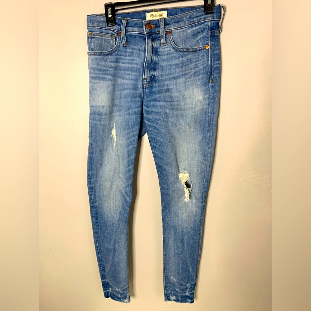 Madewell Distressed 9 in High Rise Skinny Jeans